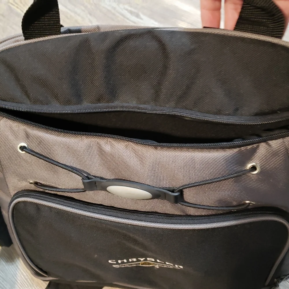 Chrysler Laptop Travel Bag Canvas Nylon By Gemline 16x13x5 Black Grey Shoulder